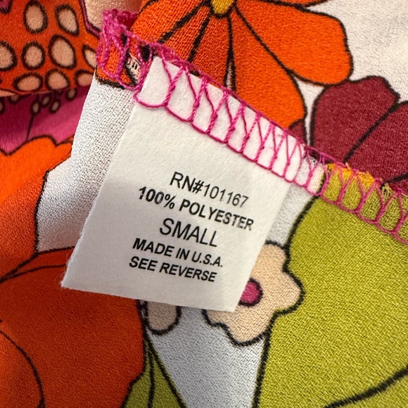 Cha Cha Vente retro 70’s colorful sleeveless floral top SZ SM - Picture 5 of 11